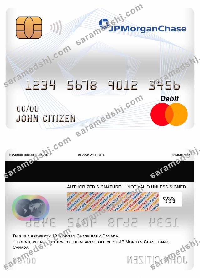 Canada JP Morgan Chase Bank mastercard debit card